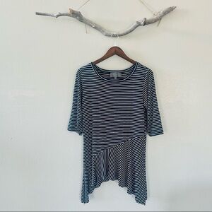 Anthropologie Sunday in Brooklyn Navy Striped 3/4 Sleeve Top